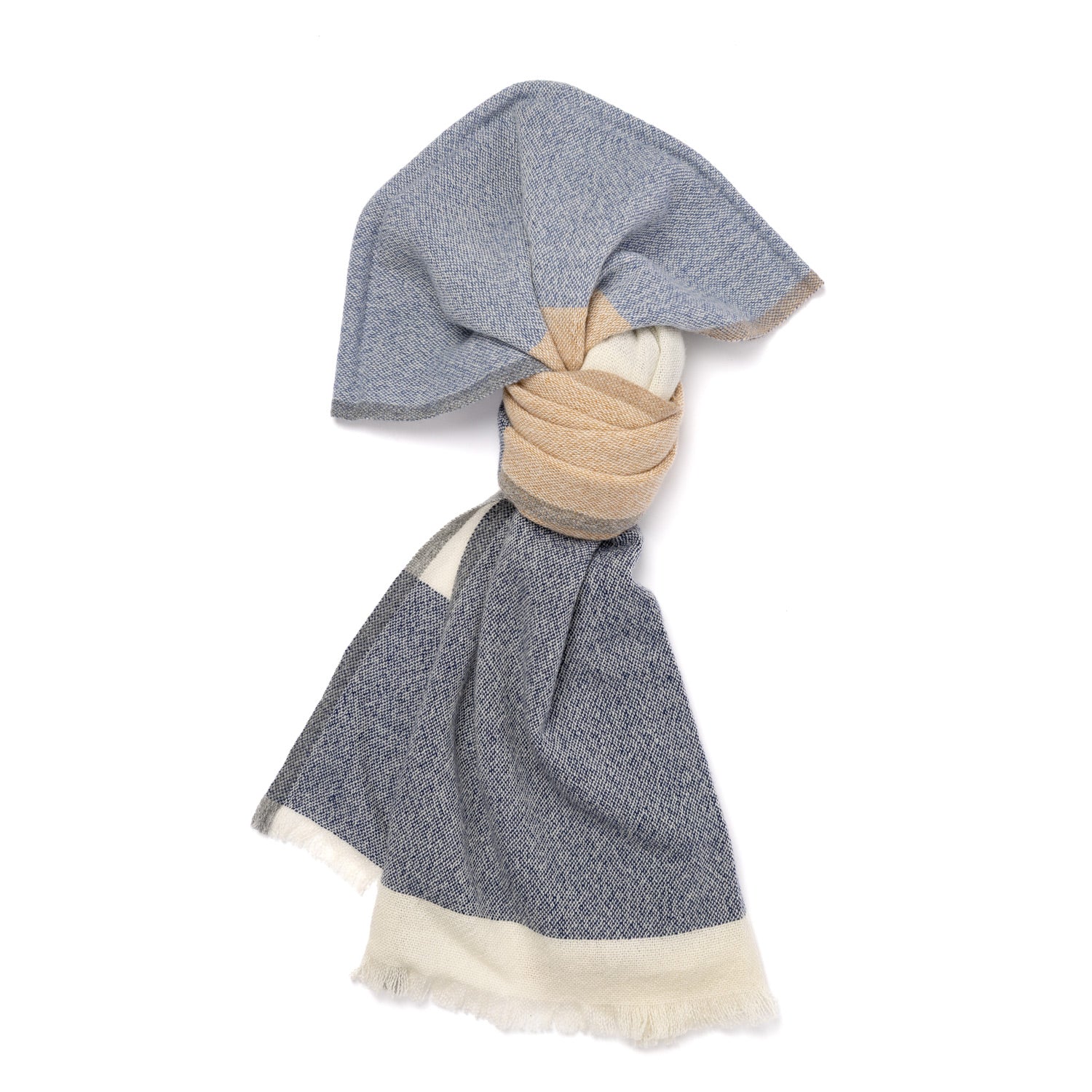 Scarf "Natté Rigato" made from pure Cashmere - handmade